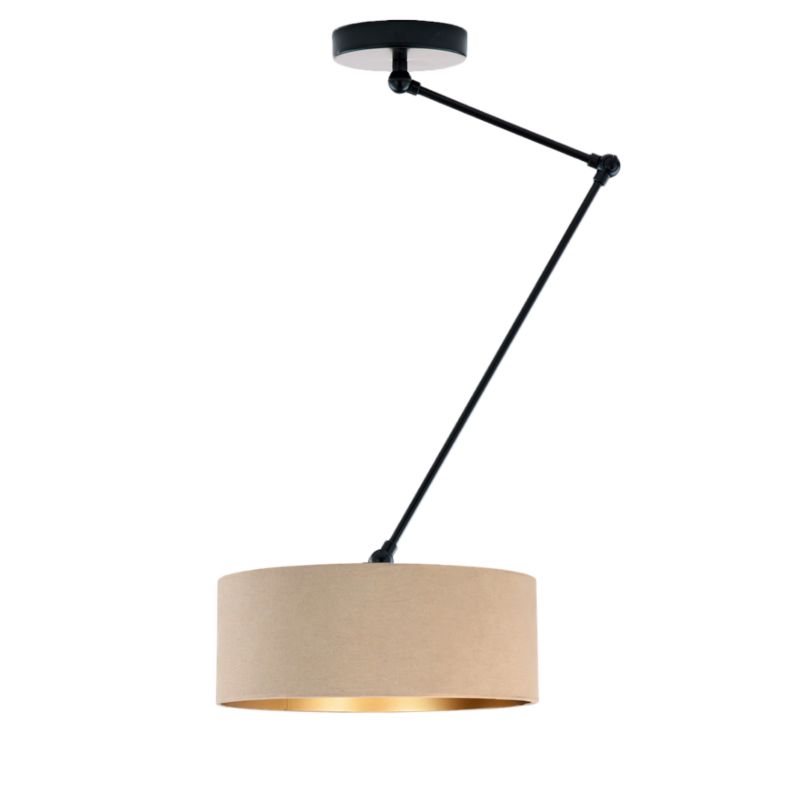 Lampa sufitowa Volta Light Factory żyrandol lampa wisząca z abażurem walec Beżowy ze złotem welur SOUL 1szt.