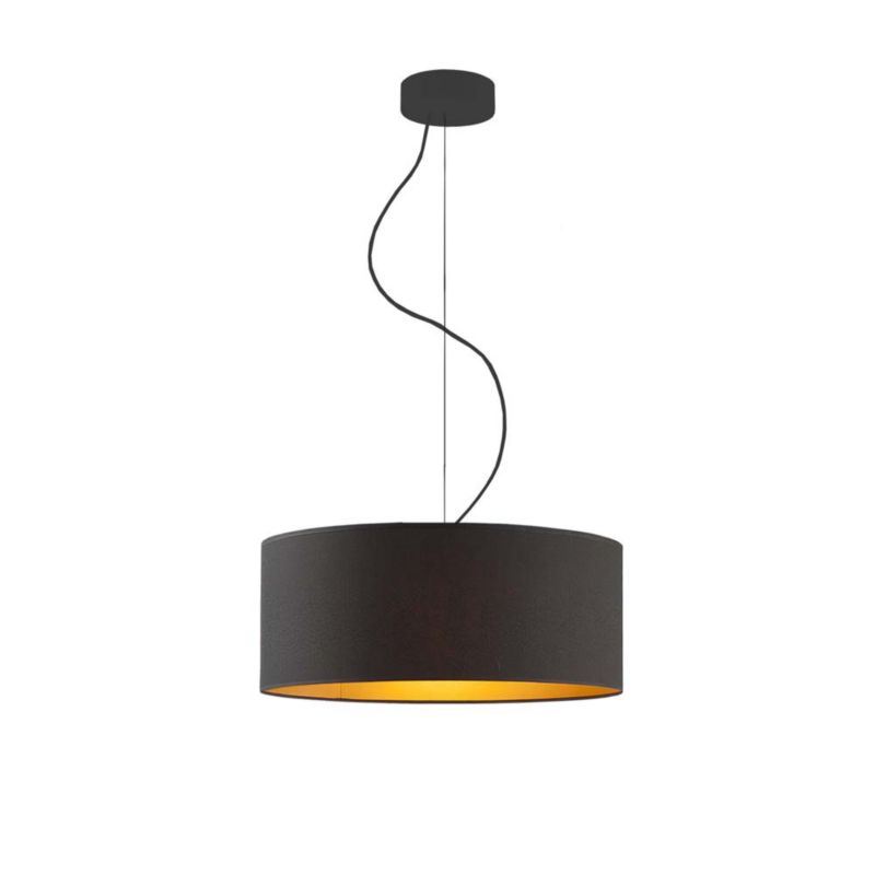 Lampa sufitowa Volta Light Factory żyrandol lampa wisząca z abażurem walec czarny/Czarna ze złotem 40 cm BLUES 1szt.
