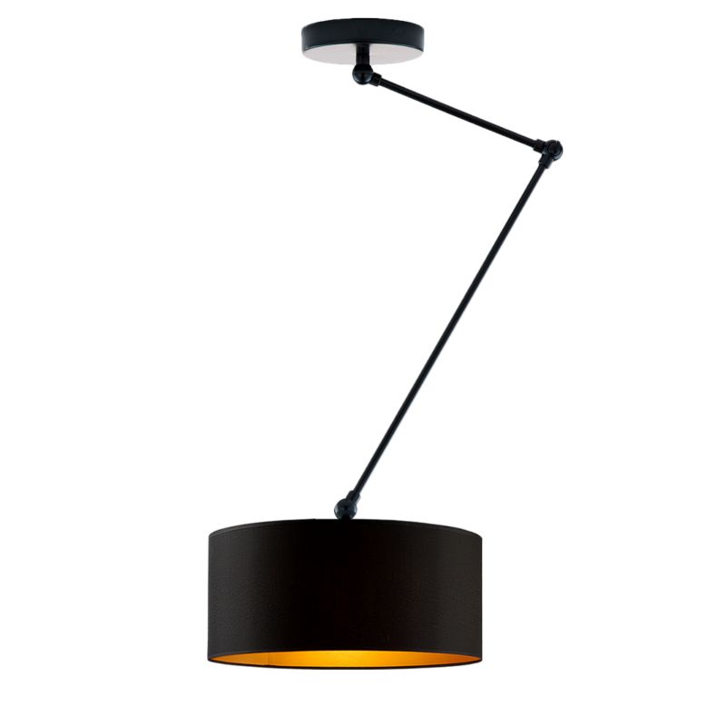 Lampa sufitowa Volta Light Factory żyrandol lampa wisząca z abażurem walec Czarny/Czarny ze złotem SOUL 1szt.