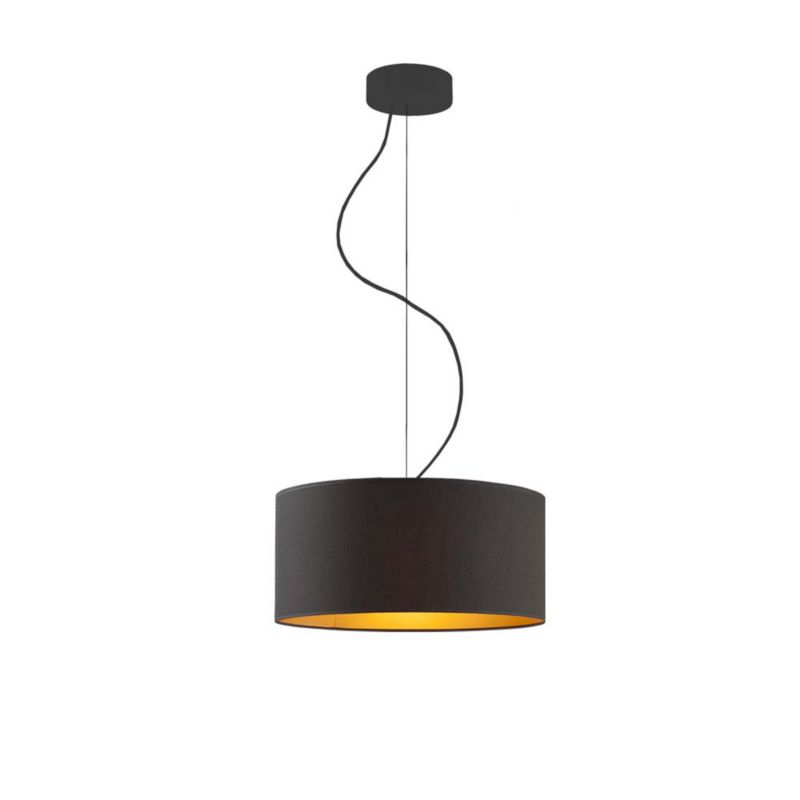 Lampa sufitowa Volta Light Factory żyrandol lampa wisząca z abażurem walec Czarny ze złotem/Czarna 30 cm BLUES 1szt.
