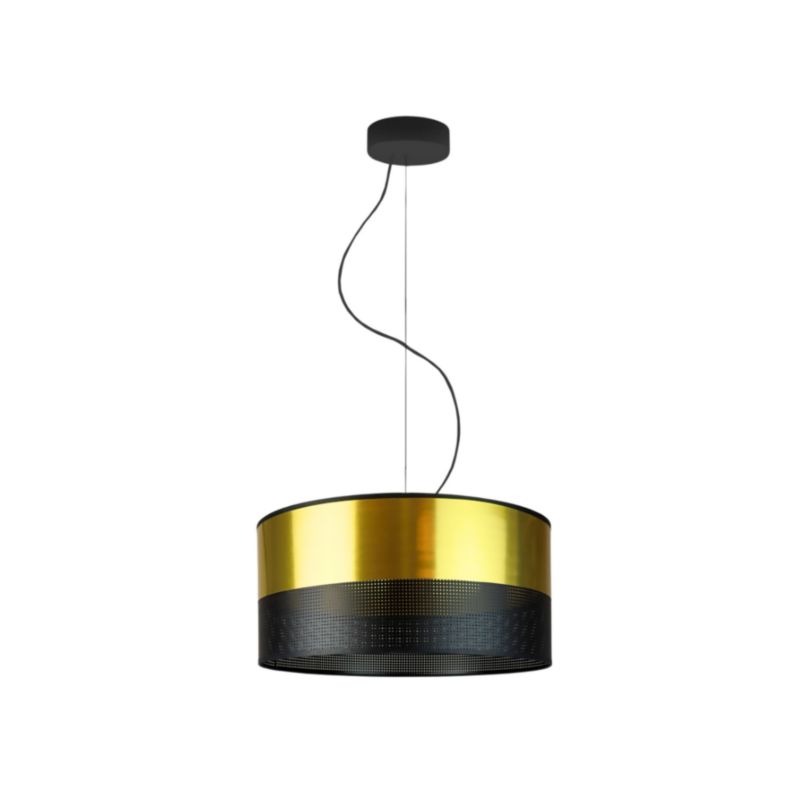 Lampa sufitowa Volta Light Factory żyrandol lampa wisząca z abażurem walec czarny ze złotem/czarna 30 cm BLUES 1szt.