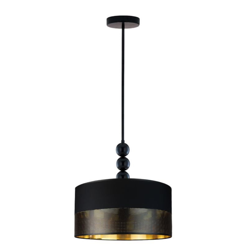 Lampa sufitowa Volta Light Factory żyrandol lampa wisząca z abażurem walec Czarny ze złotem IKO 1szt.