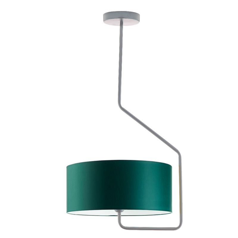 Lampa sufitowa Volta Light Factory żyrandol lampa wisząca z abażurem walec Srebrny/Butelkowa zieleń MARK 1szt.