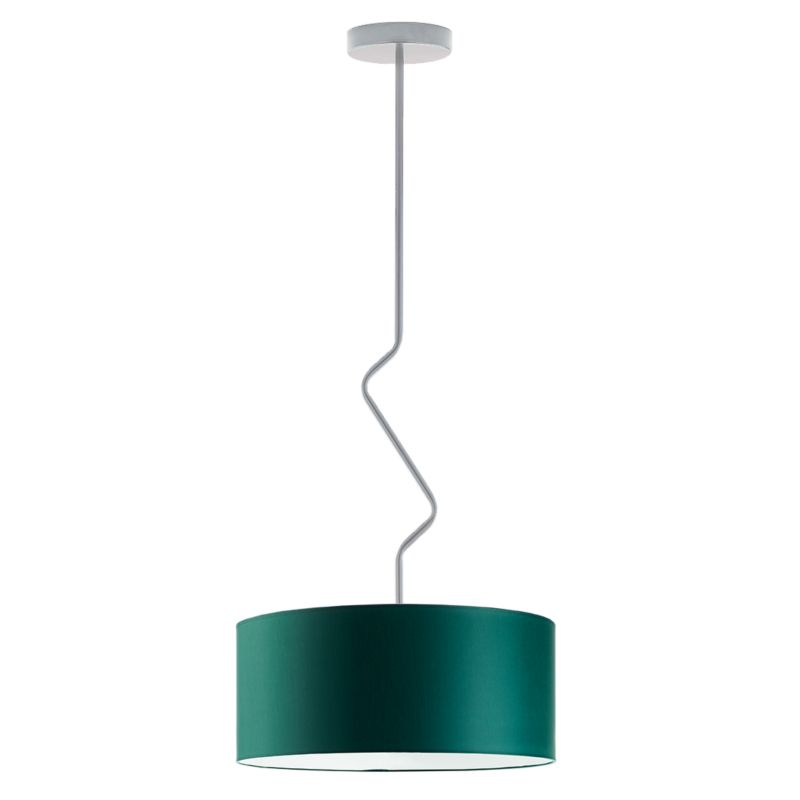 Lampa sufitowa Volta Light Factory żyrandol lampa wisząca z abażurem walec Srebrny/Butelkowa zieleń VESSO 1szt.