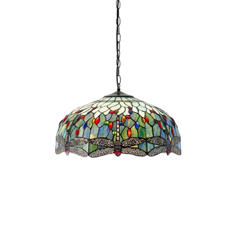 Lampa sufitowa ważki Tiffany DRAGONFLY BLUE multikolor 3xE27x40W IP20 wym:138x50x50cm - 1 szt.