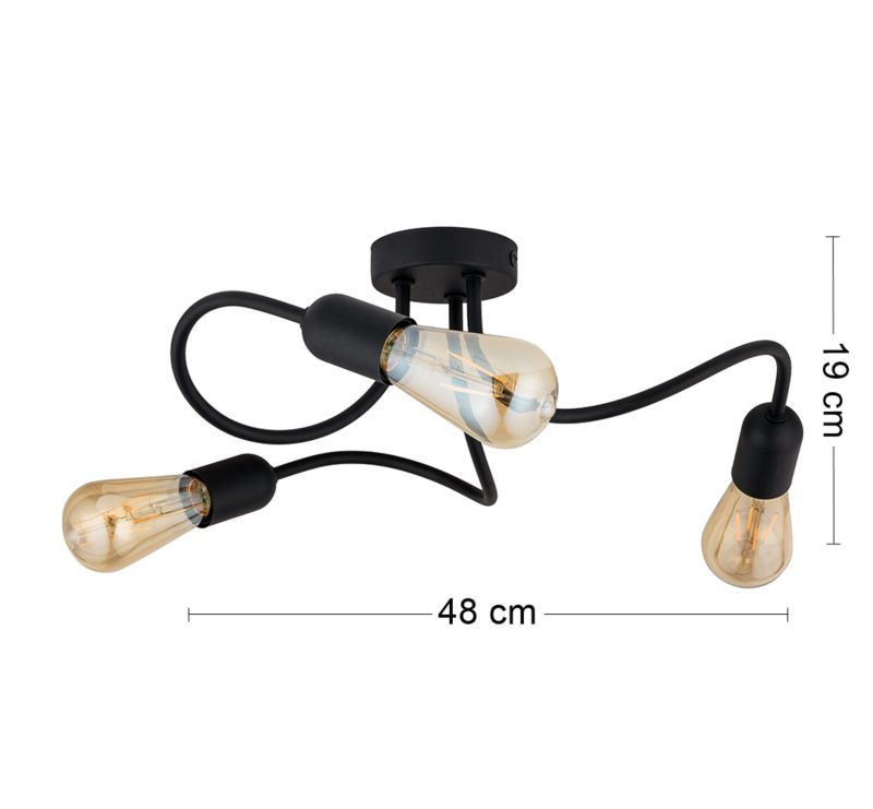 Lampa Sufitowa WAVE TK Lighting metalowa 3xE27 48x48 cm 1szt.