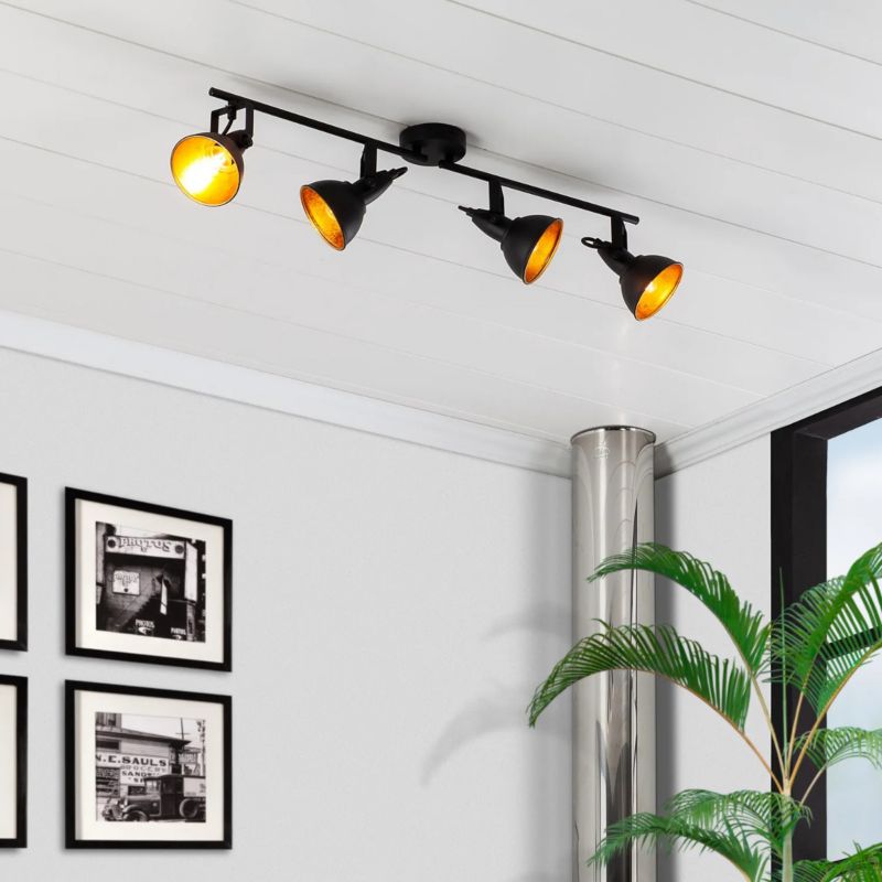 Lampa sufitowa wisząca Abruzzo Retro 4647 czarno-złota retro 4xE14 x 20W 1 szt.