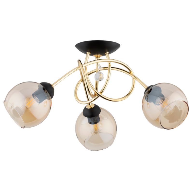 Lampa sufitowa wisząca Alfa Modena 2951 czarno-złota-bursztynowy nowoczesna 3xE27 x 15W 1 szt.