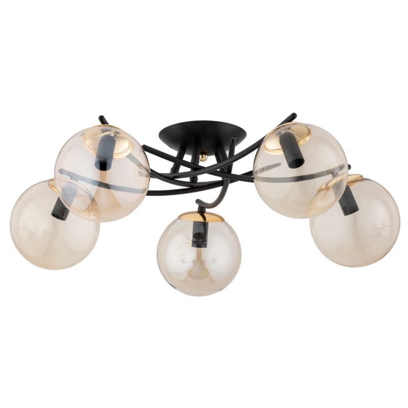 Lampa sufitowa wisząca Alfa Savi 2592 czarno-bursztynowy-złota nowoczesna 5xE14 x 10W 1 szt.