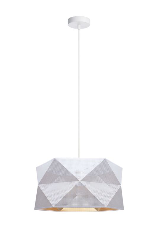 Lampa sufitowa wisząca BOSTON HEXE tkanina 1 x 60W E27 biały złoty H0764 1 szt.
