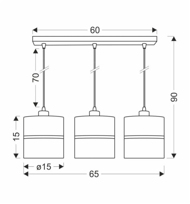 Lampa sufitowa wisząca Candellux Assam 7451 czarno-mosiężny szerokość 65 cm 3xE27 x 60W 1 szt.