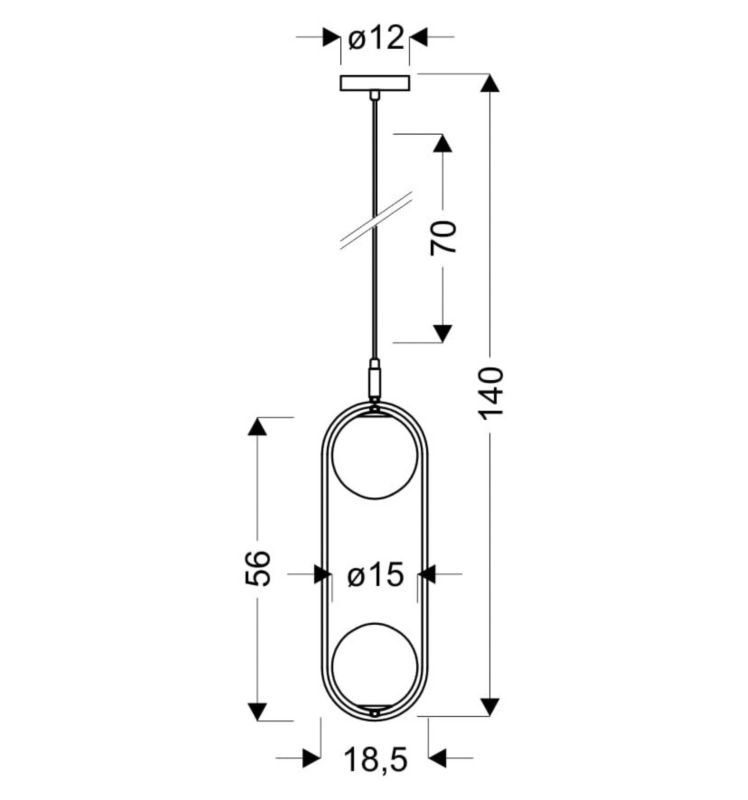 Lampa sufitowa wisząca Candellux Cordel mosiądo-biała szklane kule 2xG9 x 28W 1 szt.