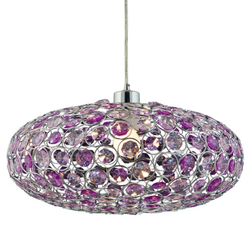 Lampa sufitowa wisząca Candellux Cristy 2635 chromowana-fioletowa kryształowa 1xE27 x 60W 1 szt.