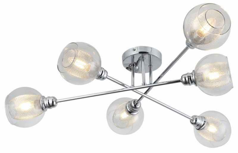 Lampa sufitowa wisząca Candellux Dixi chromowana przezroczysty wym: 19 x 80 x 80 cm 6xE14 x 40W 1 szt.