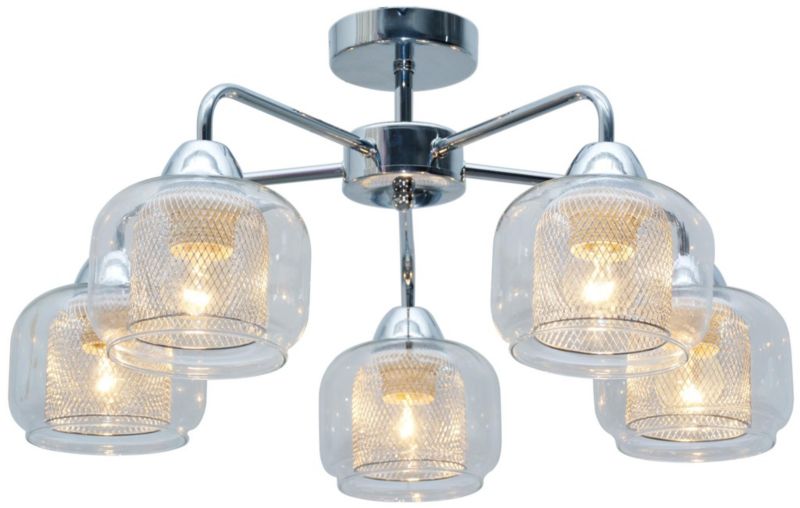 Lampa sufitowa wisząca Candellux Ray chromowana przezroczysty wym: 26 x 56 x 56 cm 5xE14 x 40W 1 szt.
