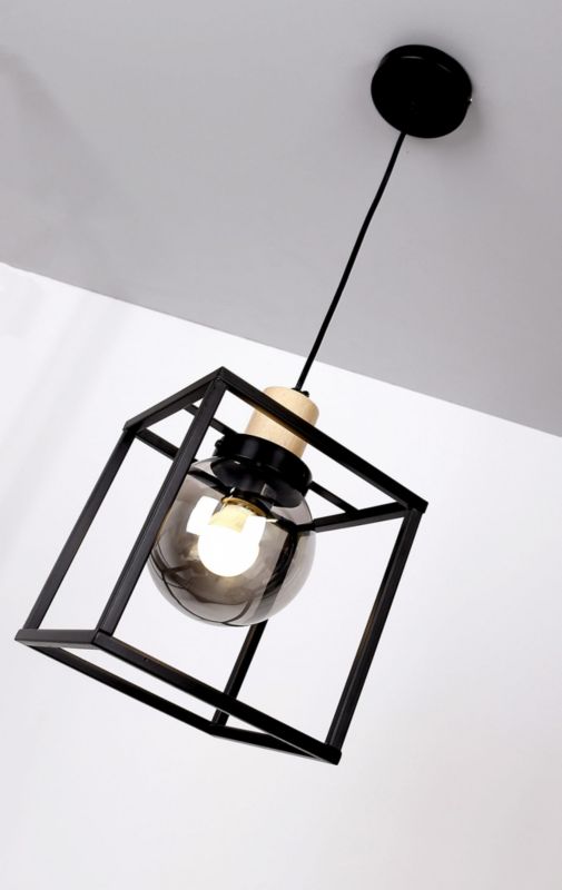 Lampa sufitowa wisząca Candellux Retro 0743 czarna-jasne drewno retro 1xE27 x 40W 1 szt.