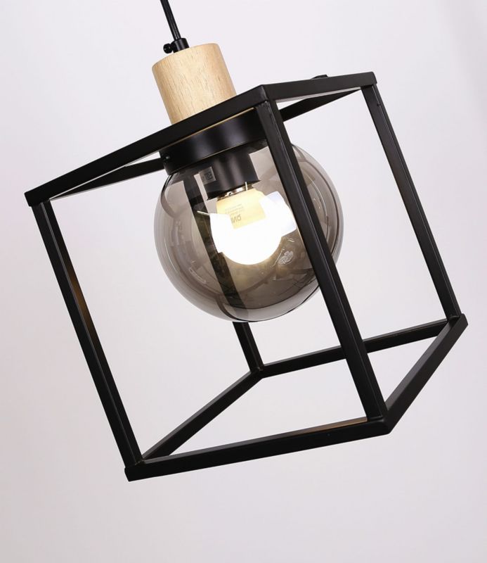 Lampa sufitowa wisząca Candellux Retro 0743 czarna-jasne drewno retro 1xE27 x 40W 1 szt.