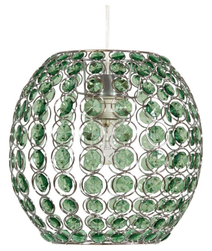 Lampa sufitowa wisząca Candellux Rica 2556 chromowana-zielona kryształowa 1xE27 x 40W 1 szt.
