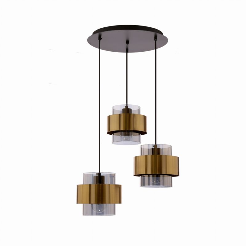 Lampa sufitowa wisząca Candellux Spiega 9500 czarna-dymiona-mosiądz nowoczesna 3xE27 x 60W 1 szt.