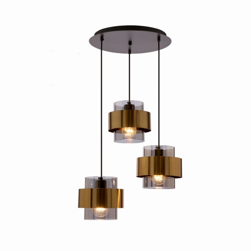 Lampa sufitowa wisząca Candellux Spiega 9500 czarna-dymiona-mosiądz nowoczesna 3xE27 x 60W 1 szt.