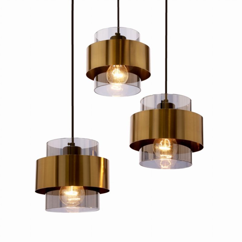 Lampa sufitowa wisząca Candellux Spiega 9500 czarna-dymiona-mosiądz nowoczesna 3xE27 x 60W 1 szt.