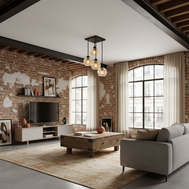 Lampa sufitowa wisząca EDYLIT czarna z bursztynowymi ryflowanymi kloszami loft 4xE27 do salonu 15-454 SONIA 1 szt.