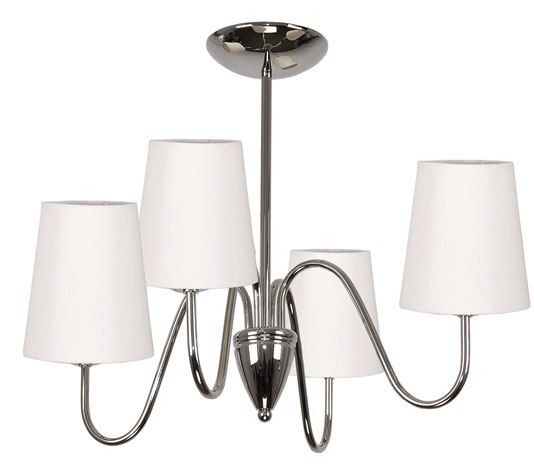 Lampa sufitowa wisząca EDYLIT żyrandol chrom glamour białe abażury 4xE27 KRIOS 7-681 1 szt.