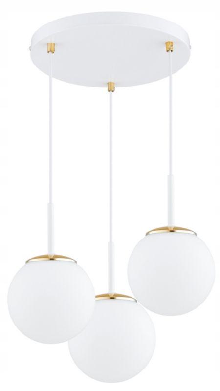 Lampa Sufitowa Wisząca Elko-Lighting Milo Biała z Elementem Złota 3-Punktowa 1 szt