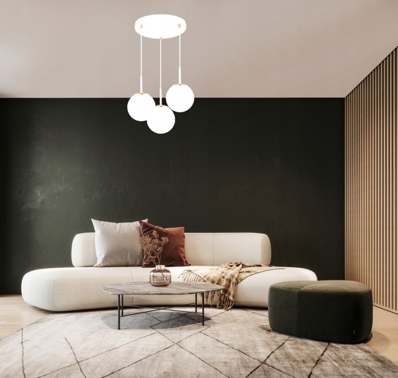 Lampa Sufitowa Wisząca Elko-Lighting Milo Biała z Elementem Złota 3-Punktowa 1 szt