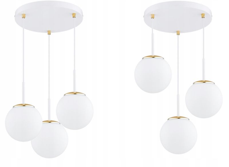 Lampa Sufitowa Wisząca Elko-Lighting Milo Biała z Elementem Złota 3-Punktowa 1 szt