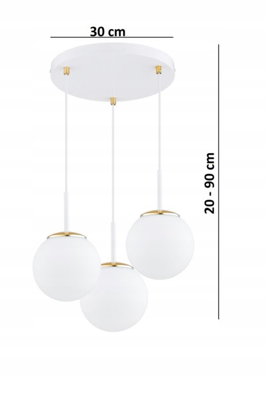 Lampa Sufitowa Wisząca Elko-Lighting Milo Biała z Elementem Złota 3-Punktowa 1 szt