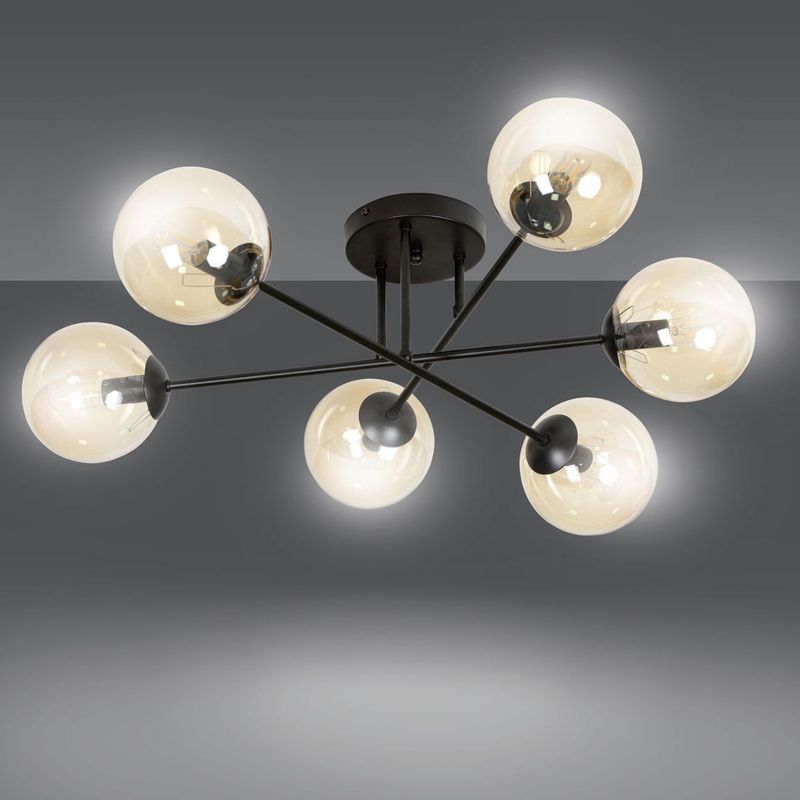 Lampa sufitowa wisząca Emibig Brendi 7832 czarno-miodowy szklane kule ...