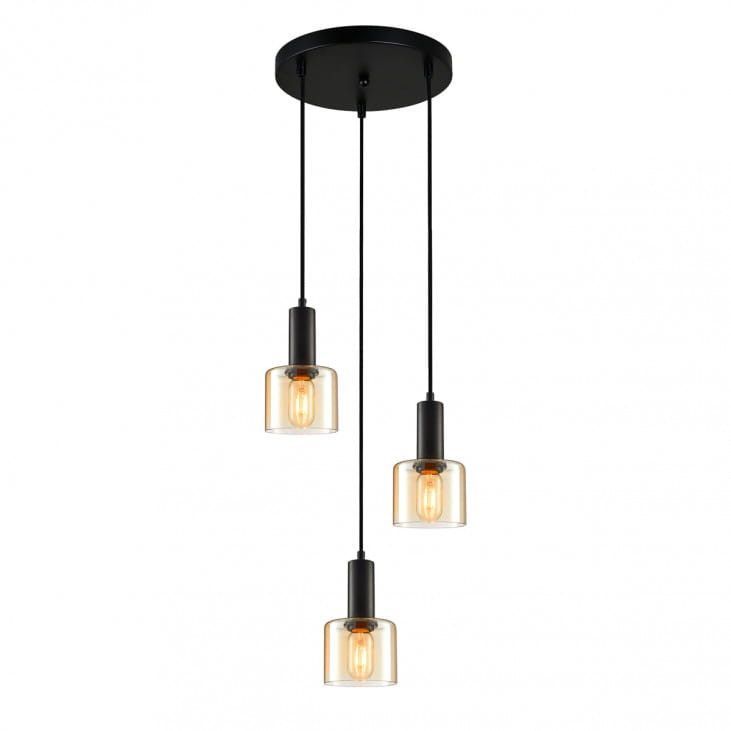 Lampa sufitowa wisząca Italux Santia 8552 czarno-herbaciany nowoczesna 3xE27 x 1 szt.