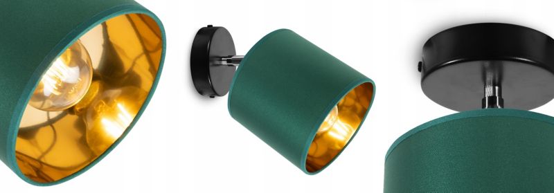 Lampa sufitowa wisząca kinkiet Light Home LH Gama 1x E27 60W zielony/złoty 1szt.