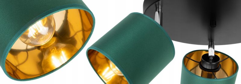 Lampa sufitowa wisząca kinkiet Light Home LH Gama 3x E27 60W zielony/złoty 1szt.