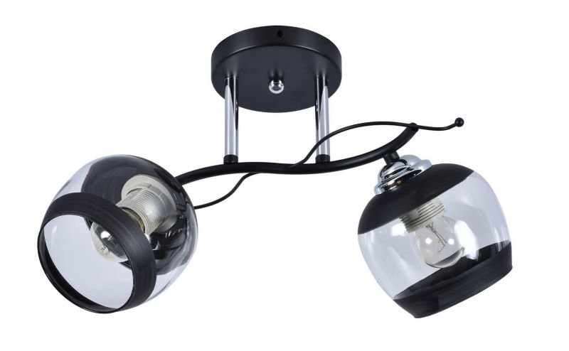 Lampa sufitowa wisząca Lampex Alemria czarna-chromowana wym: 25 x 48 x 15 cm 2xE27 x 60W 1 szt.