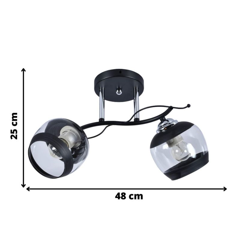 Lampa sufitowa wisząca Lampex Alemria czarna-chromowana wym: 25 x 48 x 15 cm 2xE27 x 60W 1 szt.