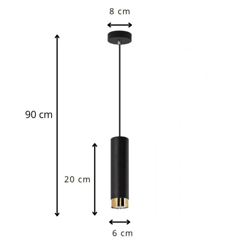 Lampa sufitowa wisząca Lampex Glori czarno-złota wym: 80 x 8 x 8 cm 1xG9 x 40W 1 szt.