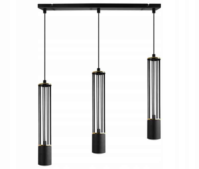 Lampa sufitowa wisząca Light Home LH Aria 3x GU10 czarny/złoty 1szt.