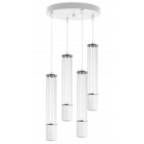 Lampa sufitowa wisząca Light Home LH Aria 4x GU10 okragły biały/srebrny 1szt.