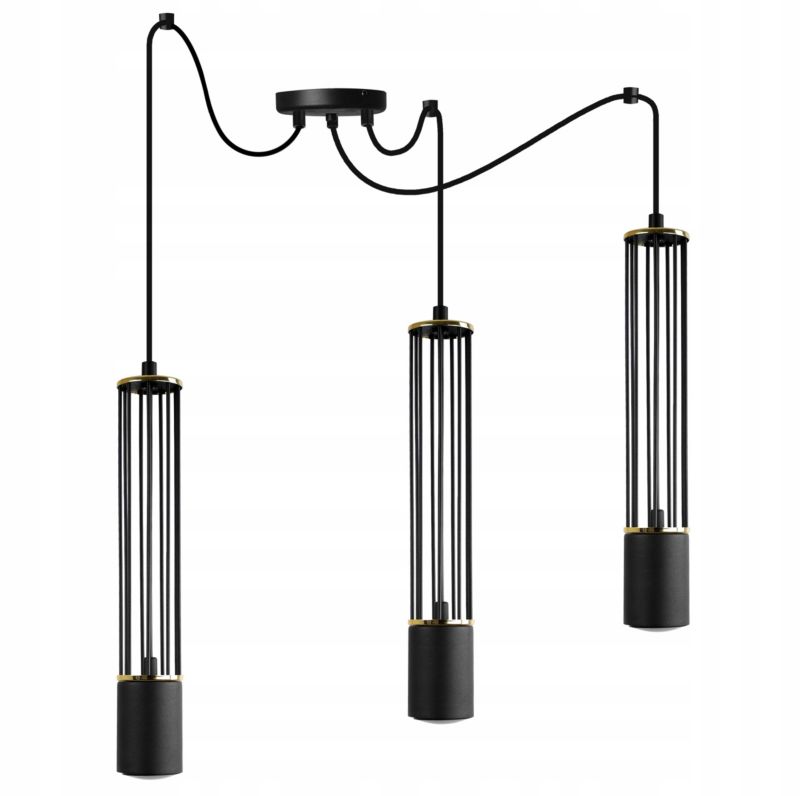 Lampa sufitowa wisząca Light Home LH Aria Spider 3x GU10 czarny/złoty 1szt.