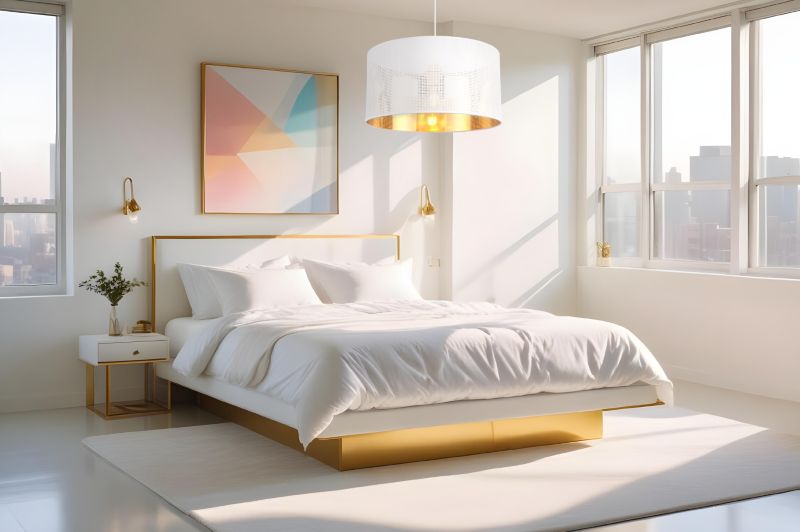 Lampa sufitowa wisząca Light Home LH Asti 1x E27 60W biały/złoty klosz 35cm 1szt.