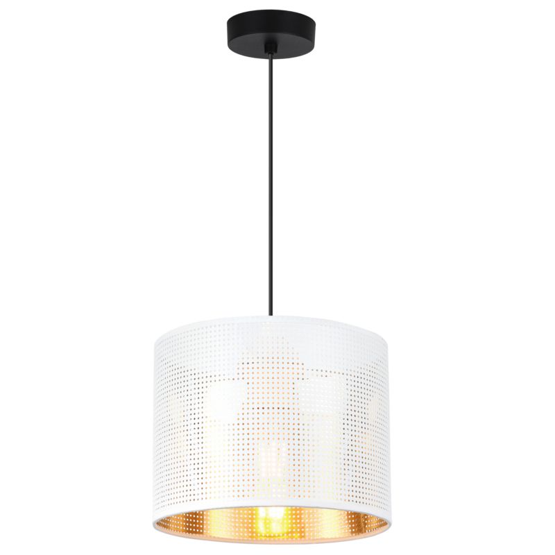 Lampa sufitowa wisząca Light Home LH Asti 1x E27 60W biały/złoty klosz podstawa czarna 20cm 1szt.