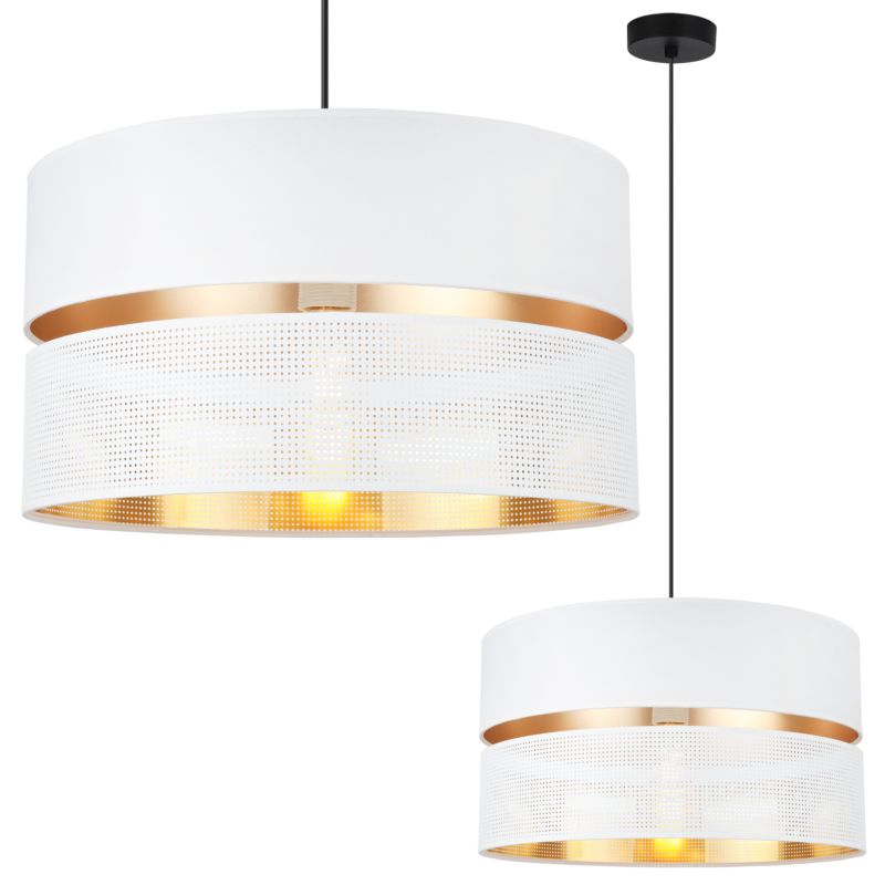 Lampa sufitowa wisząca Light Home LH Asti Duo 1x E27 60W klosz 40cm biały podstawa czarna 1szt.