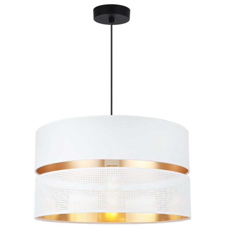Lampa sufitowa wisząca Light Home LH Asti Duo 1x E27 60W klosz 40cm biały podstawa czarna 1szt.