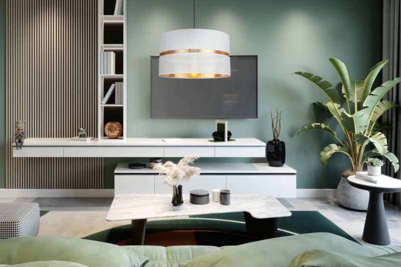 Lampa sufitowa wisząca Light Home LH Asti Duo 1x E27 60W klosz 40cm biały podstawa czarna 1szt.