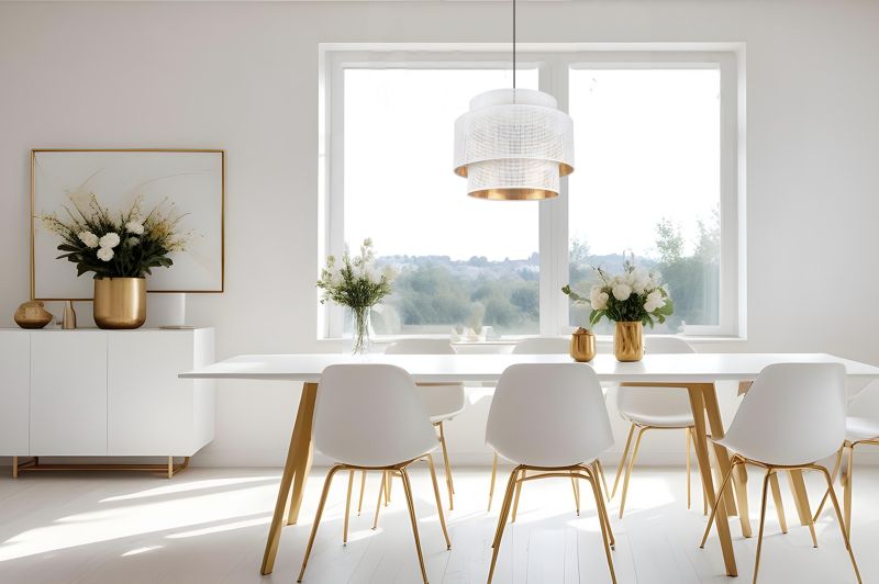 Lampa sufitowa wisząca Light Home LH Asti Trio 1x E27 60W klosz 35cm biały/złoty podstwa czarna 1szt.