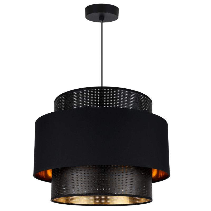 Lampa sufitowa wisząca Light Home LH Asti Trio 1x E27 60W klosz 40cm czarny/złoty podstawa czarna 1szt.