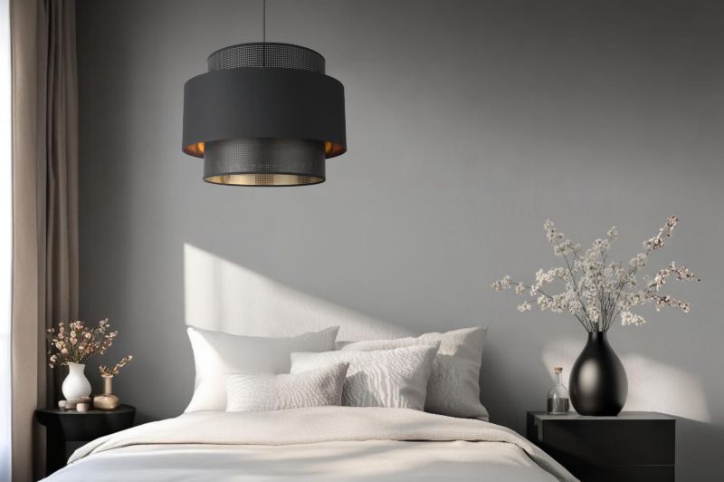 Lampa sufitowa wisząca Light Home LH Asti Trio 1x E27 60W klosz 40cm czarny/złoty podstawa czarna 1szt.