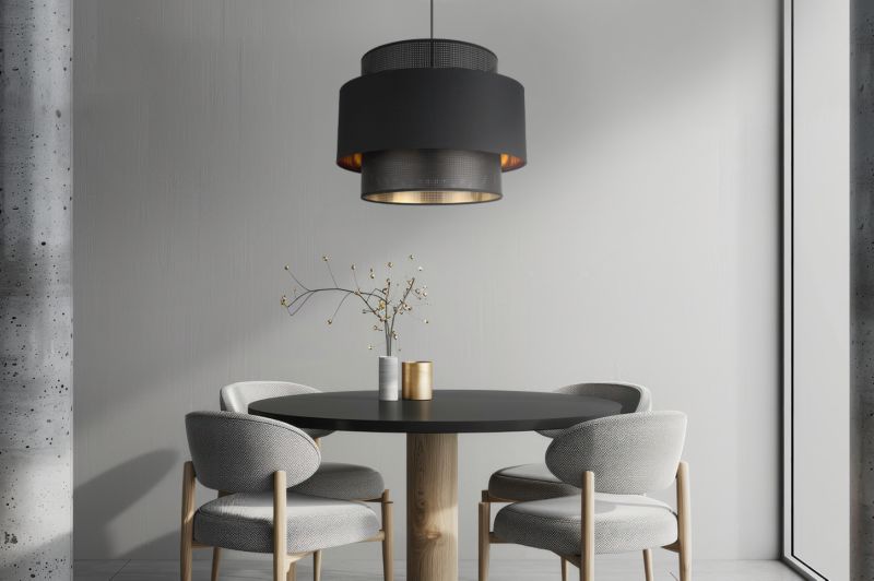 Lampa sufitowa wisząca Light Home LH Asti Trio 1x E27 60W klosz 40cm czarny/złoty podstawa czarna 1szt.
